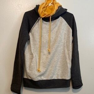 BLUE 84 double hooded sweatshirt, side, mid zip like new size small